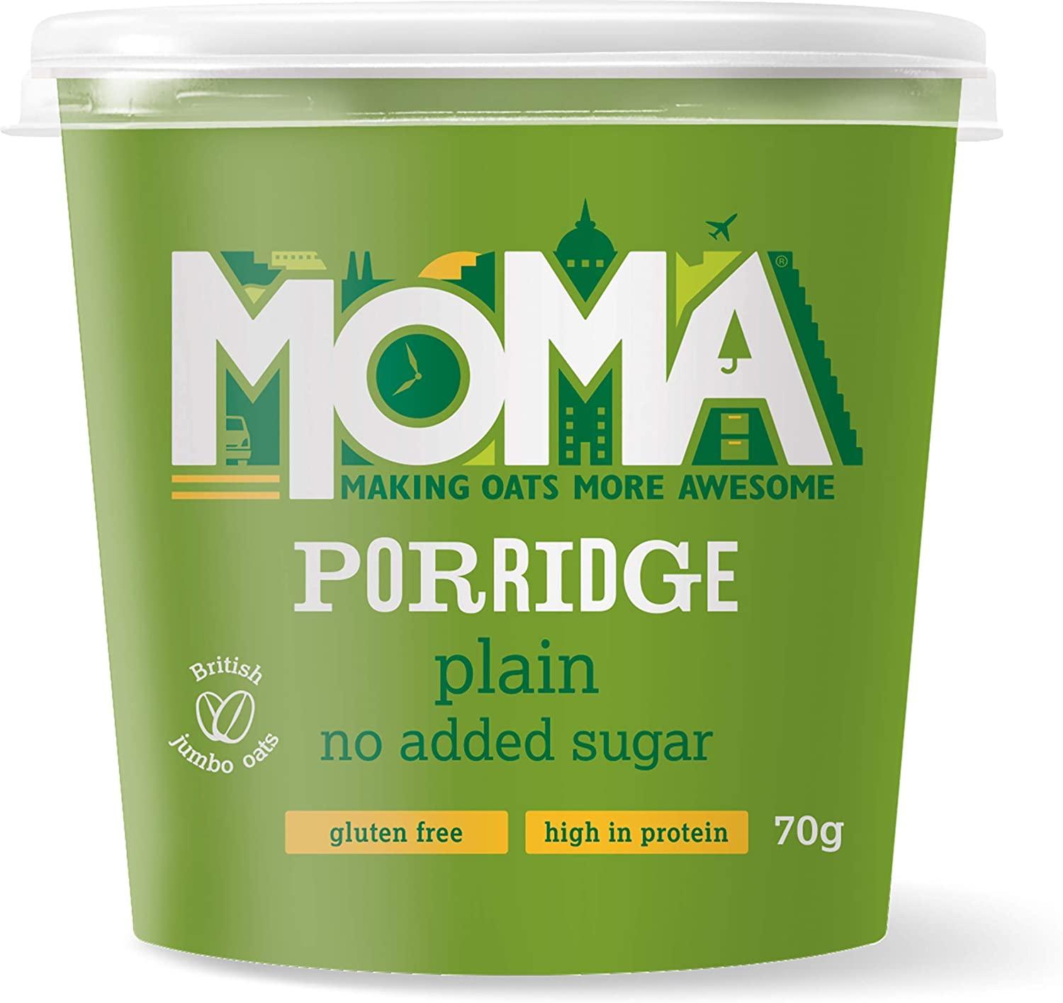 MOMA Instant Porridge Pots PLAIN - Pack of 12 (Gluten Free) - Vending Superstore
