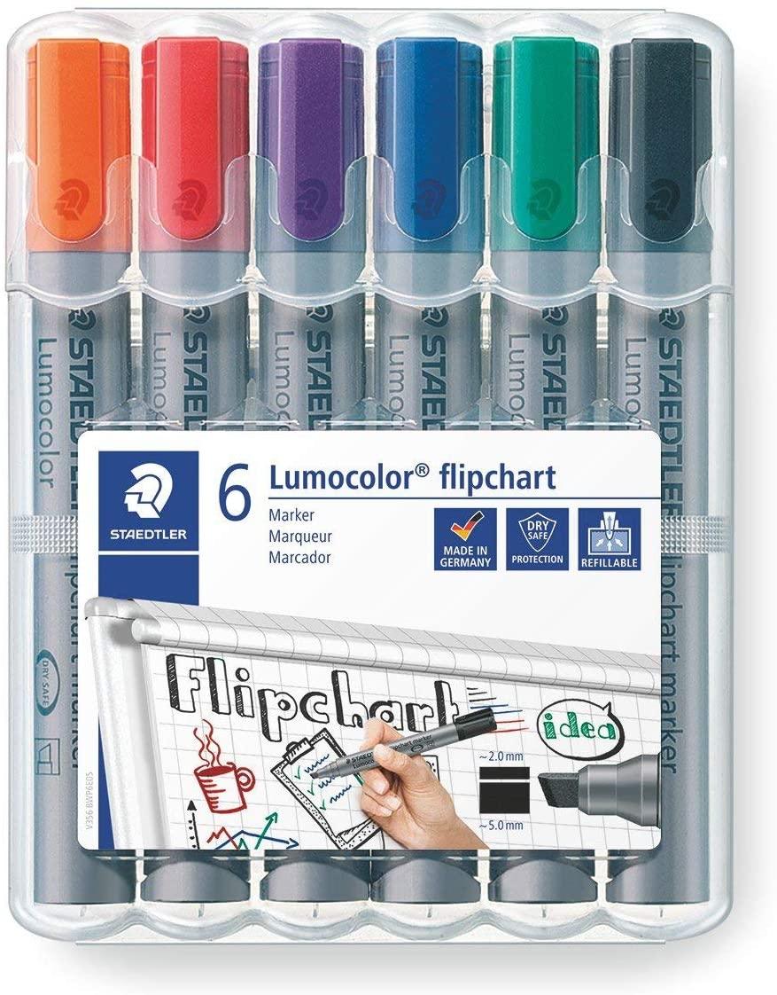 Staedtler: Assorted Colours Lumocolor Flipchart Markers - Pack of 6 - Vending Superstore