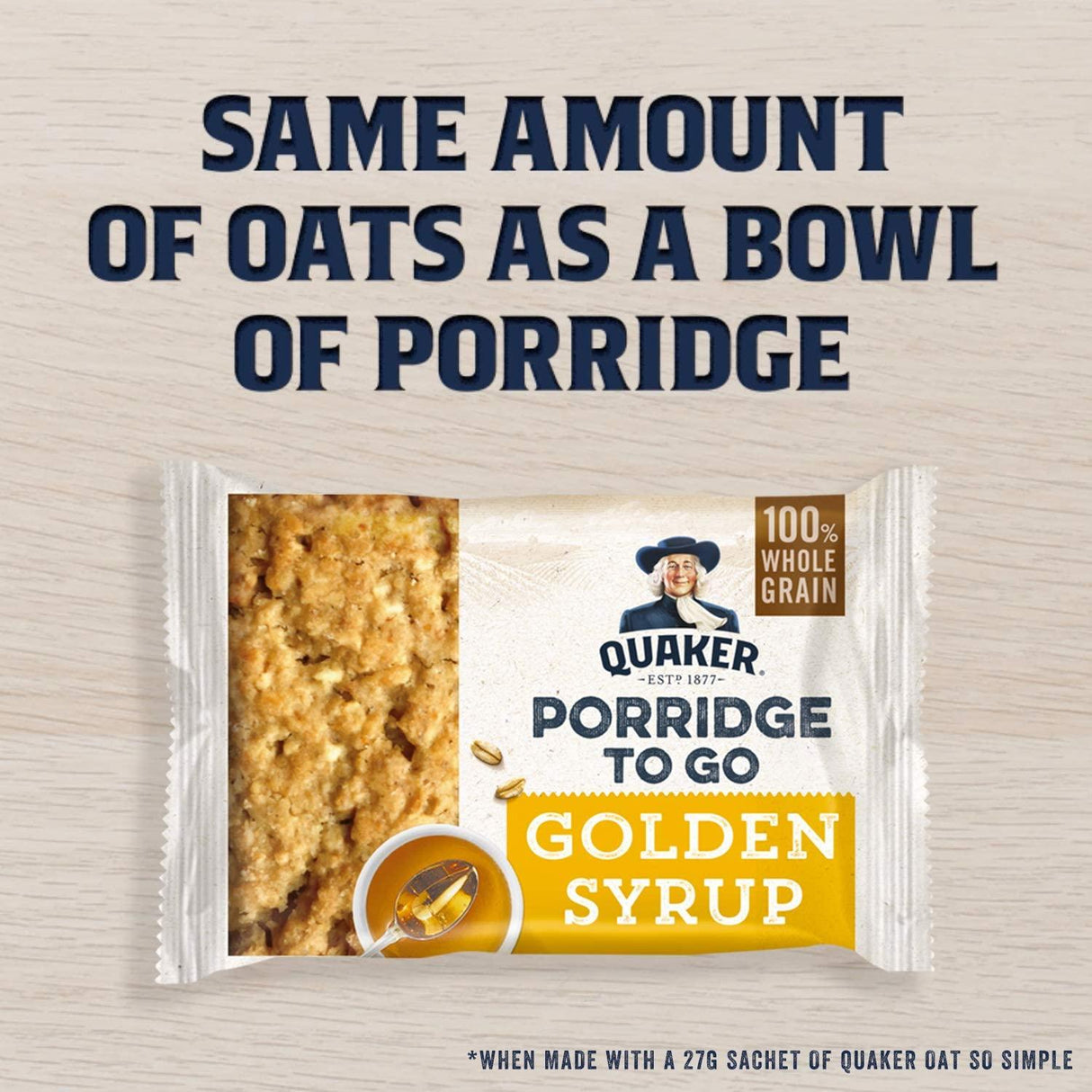 Quaker Oats Porridge To Go Golden Syrup Square 55g - Pack of 12 - Vending Superstore