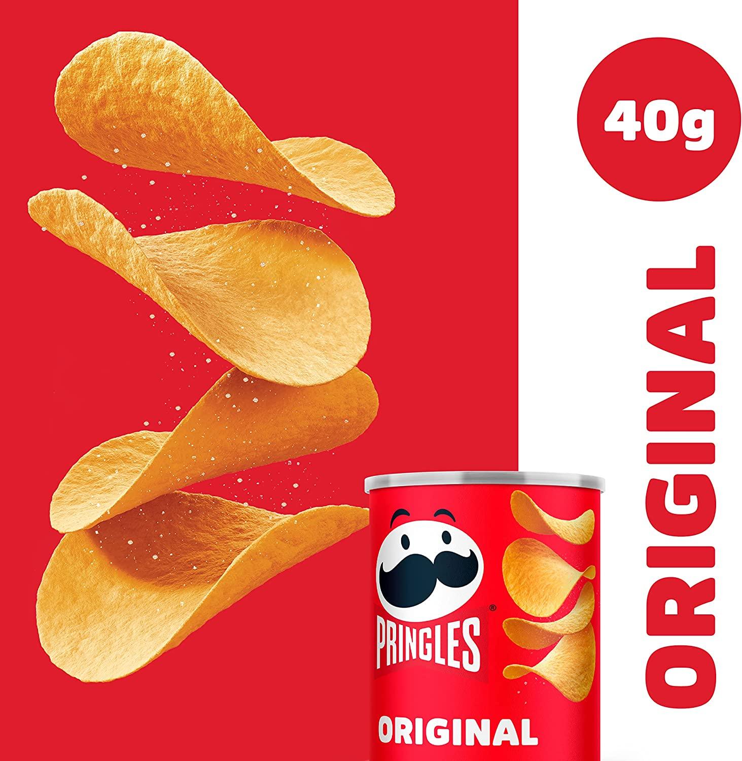 Pringles Original Ready Salted Potato Crisps - 40g (Box of 12)