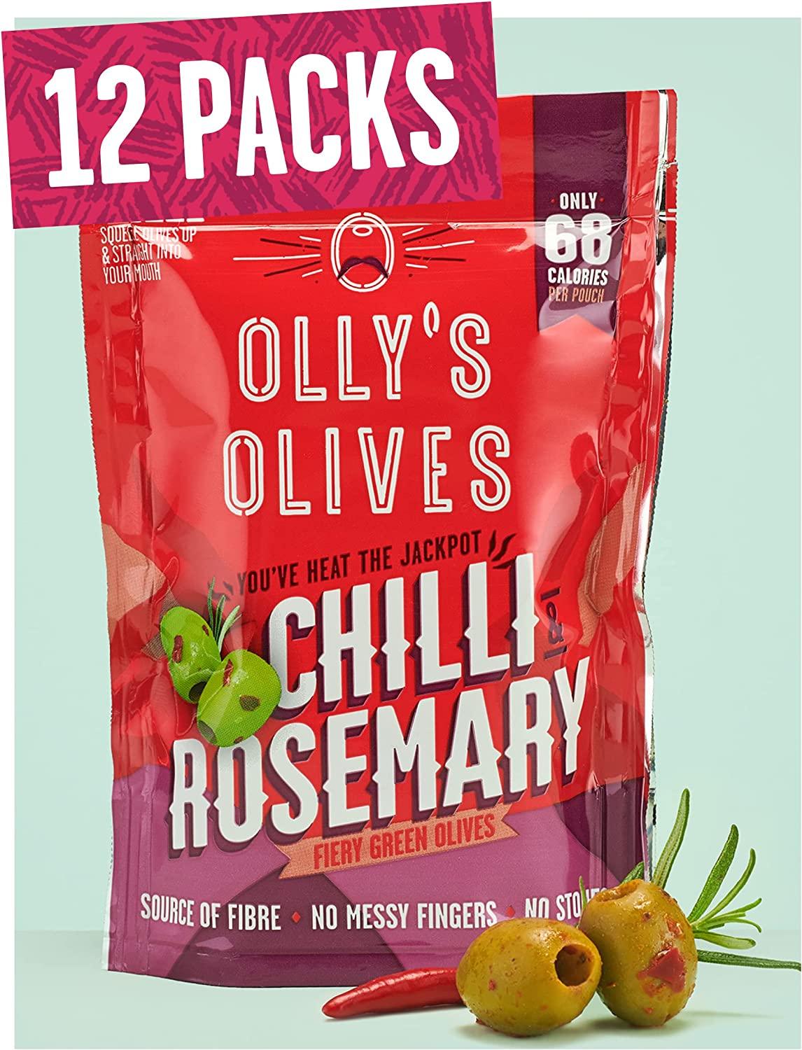 Olly's Chilli & Rosemary Olives - 12 x 50g Pouches - Vending Superstore