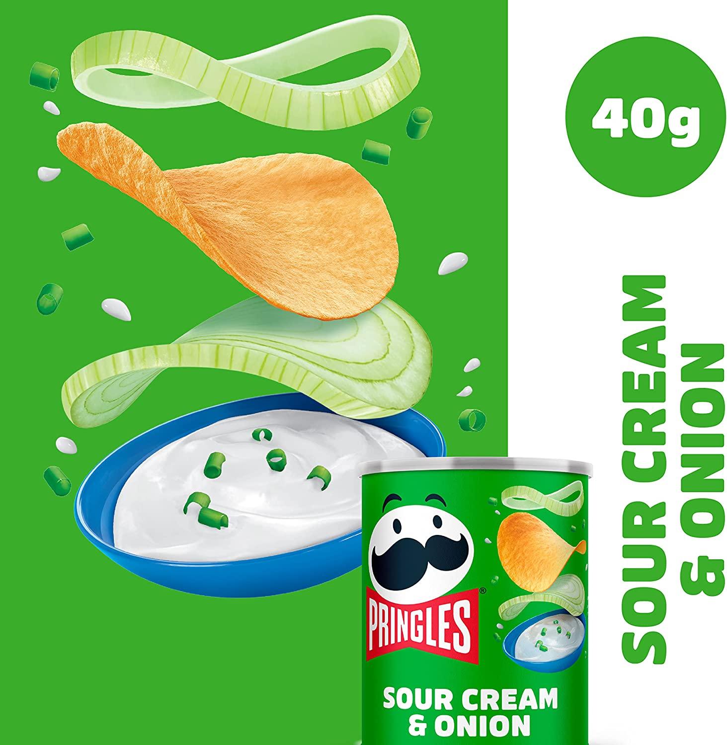 Pringles Sour Cream & Onion Potato Crisps - 12 x 40g - Vending Superstore