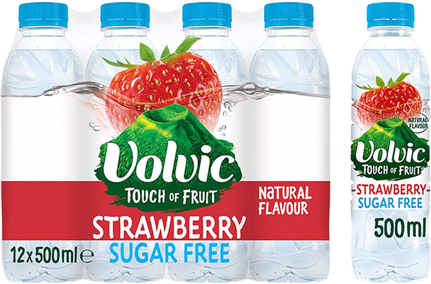 Volvic Touch of Fruit Sugar Free Strawberry Flavoured Water, 12 x 500 ml - Vending Superstore