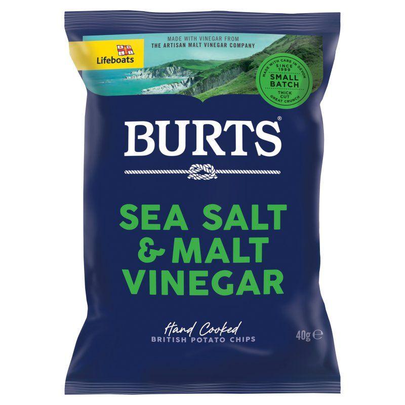 Burts Sea Salt And Malted Vinegar Crisps 40g (20 Pack) - Vending Superstore