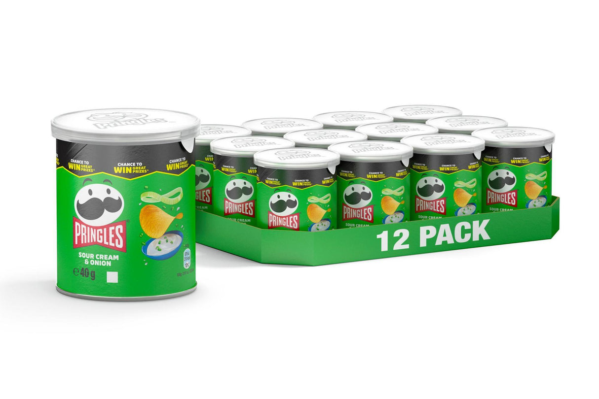 Pringles Sour Cream & Onion Potato Crisps - 12 x 40g - Vending Superstore