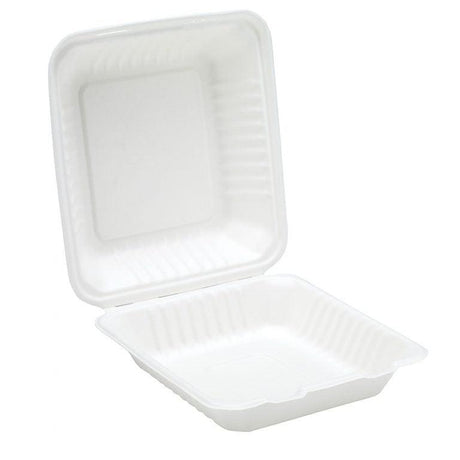 Bagasse Clamshell Meal Box / Lunchbox - Pack of 125 - 9" Square - Vending Superstore