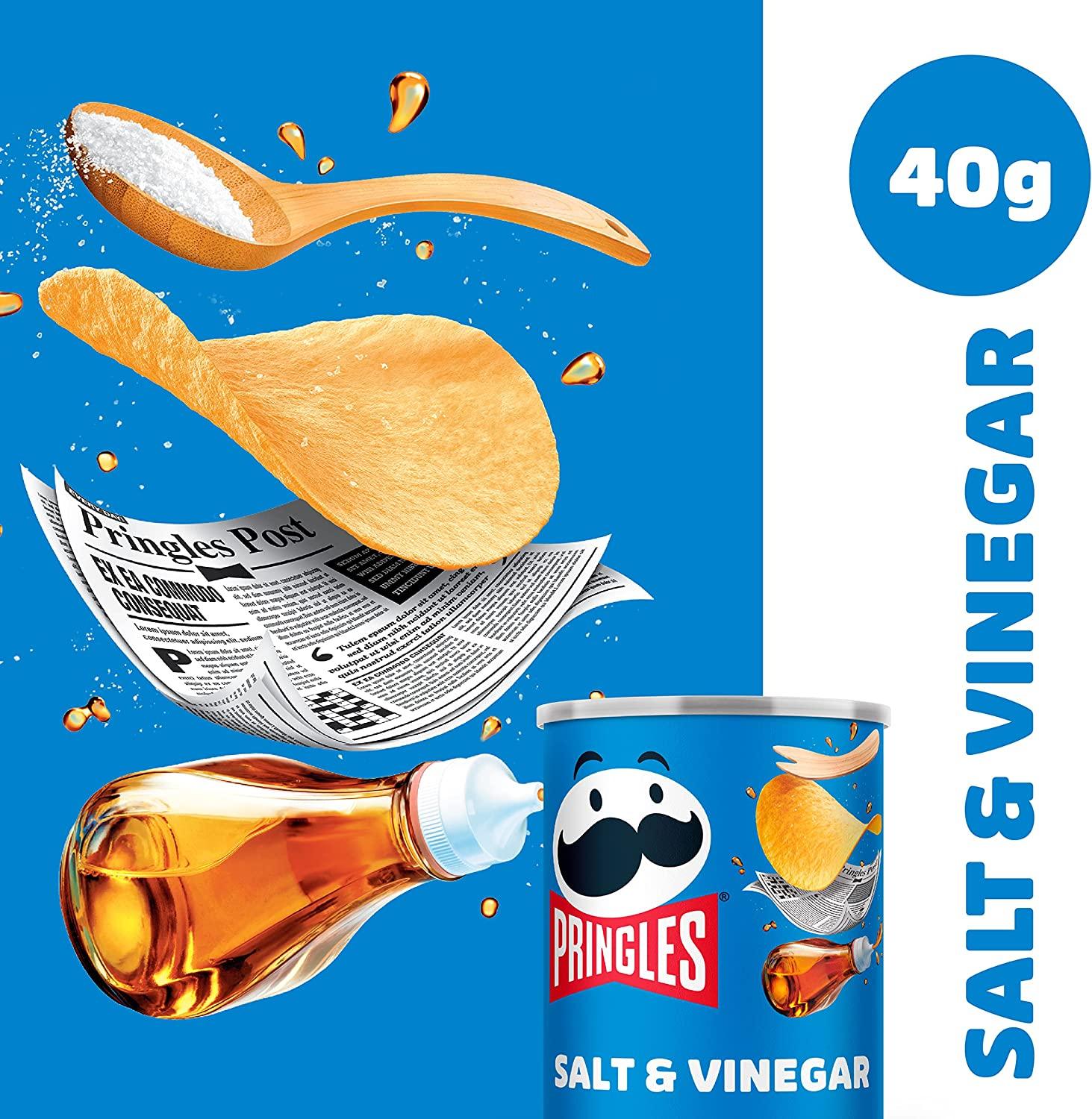 Pringles Salt & Vinegar Potato Crisps - 12 x 40g - Vending Superstore