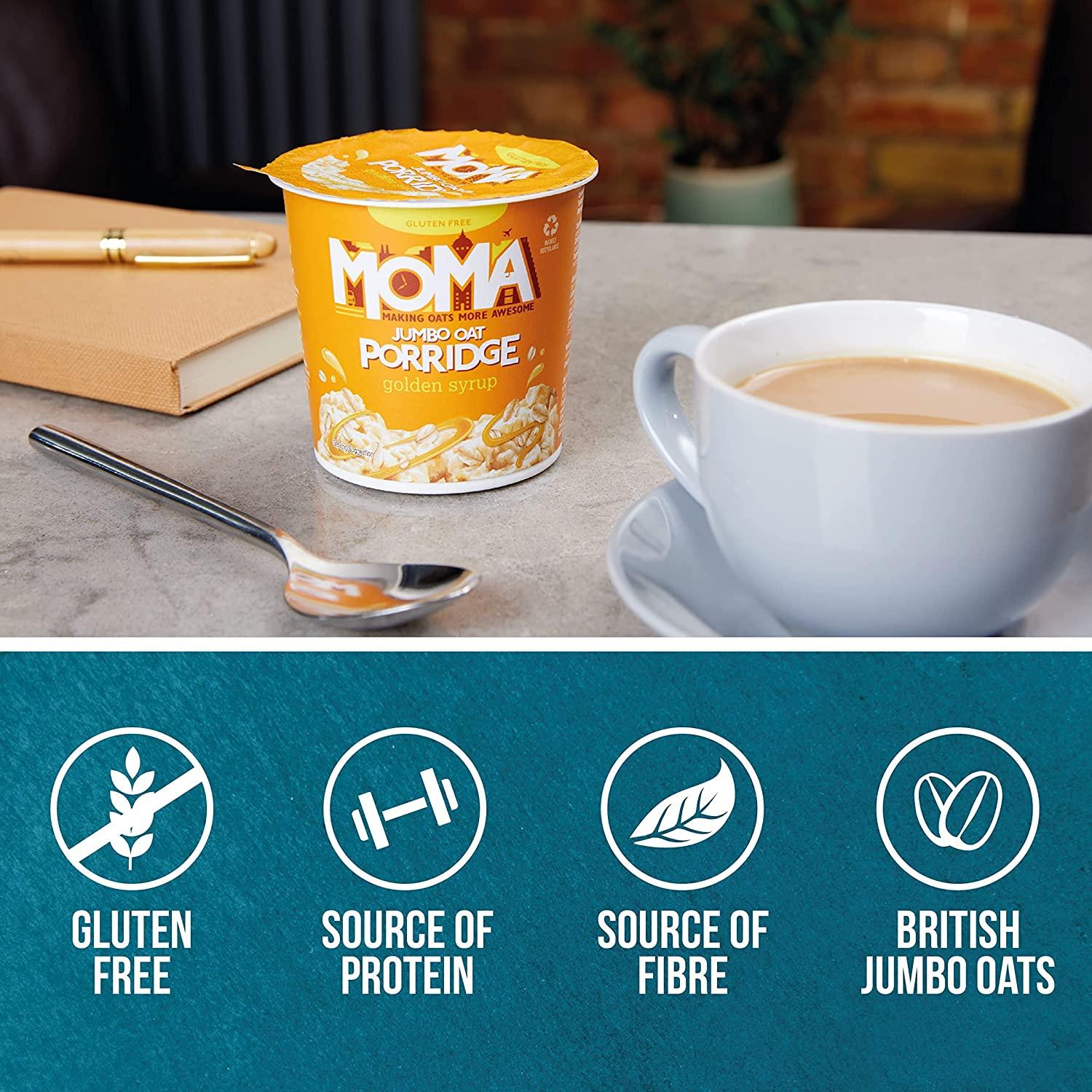 MOMA Instant Porridge Pots Golden Syrup - Pack of 12 (Gluten Free) - Vending Superstore