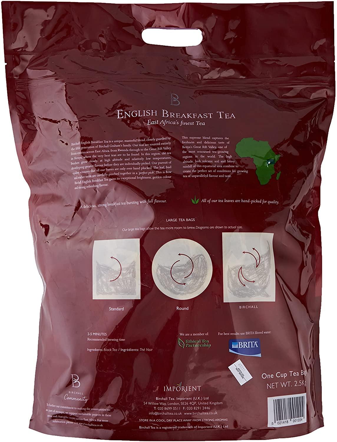 Birchall Tea - English Breakfast 1100 1-Cup Tea Bags for Catering (Rainforest Alliance) - Vending Superstore