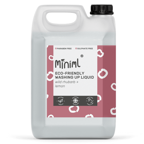 Miniml - Eco Friendly- Washing Up Liquid - Rhubarb + Lemon - 5L Refill - Vending Superstore