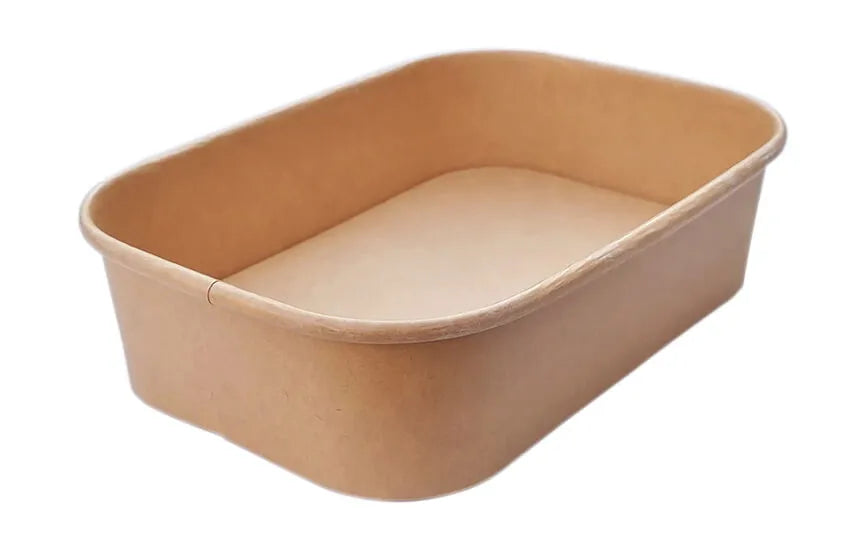 Edenware Rectangular Kraft Deli / Salad / Food Takeaway Bowl (500ml - 750ml - 1000ml) - Cardboard - Pack of 50 - Vending Superstore