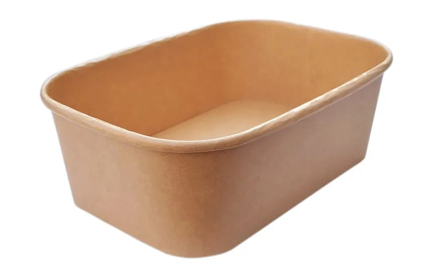 Edenware Rectangular Kraft Deli / Salad / Food Takeaway Bowl (500ml - 750ml - 1000ml) - Cardboard - Pack of 50 - Vending Superstore