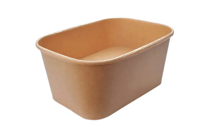 Edenware Rectangular Kraft Deli / Salad / Food Takeaway Bowl (500ml - 750ml - 1000ml) - Cardboard - Pack of 50 - Vending Superstore