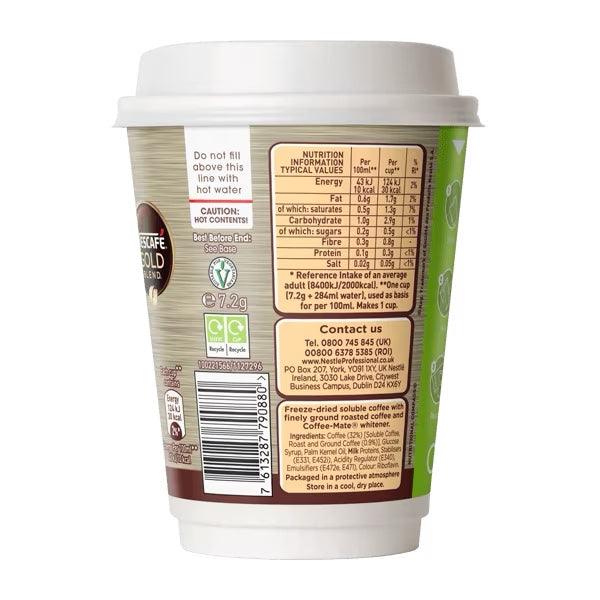 Nescafe &amp; Go - Foil Sealed Drinks: Gold Blend White Coffee - Sleeve Of 8 Cups - Vending Superstore