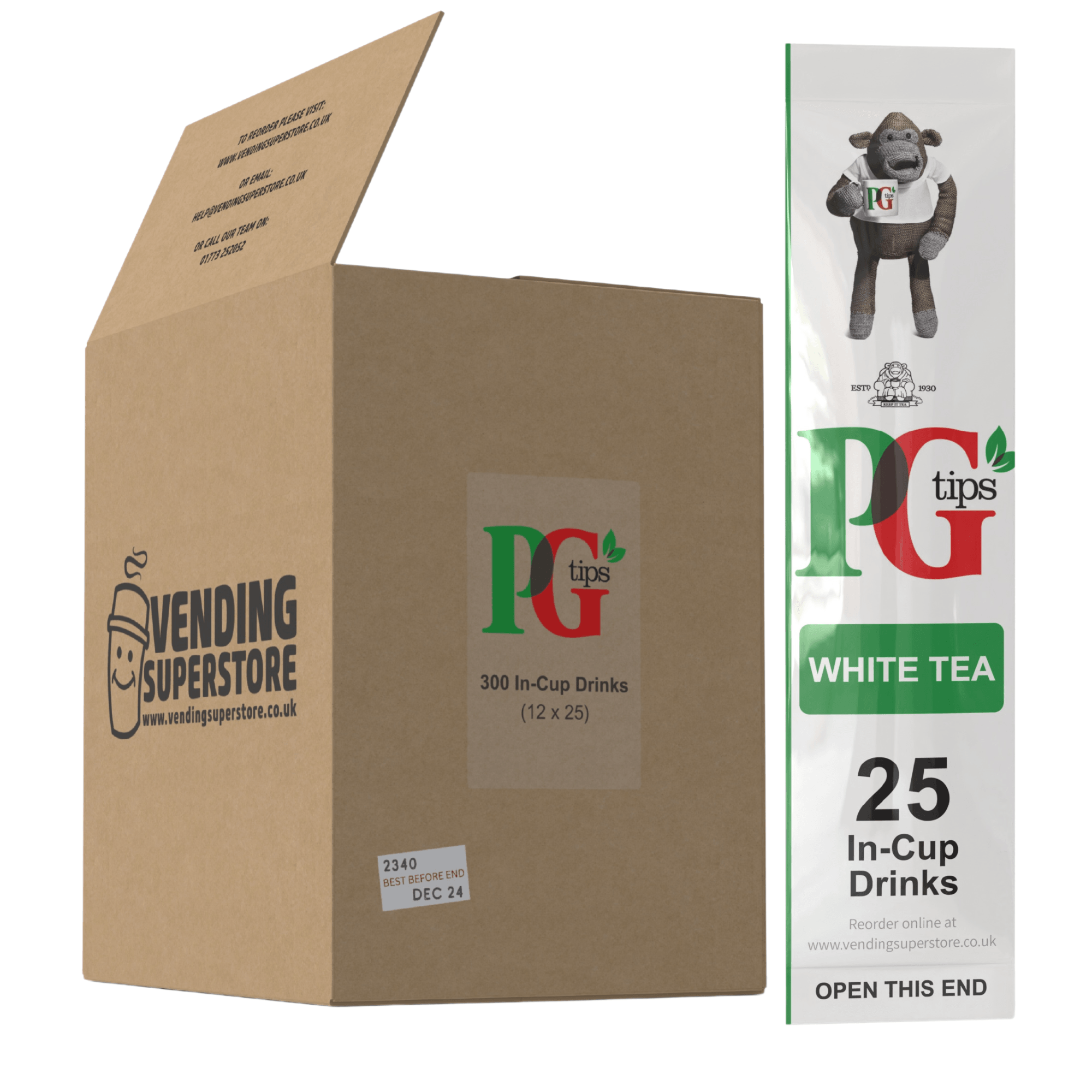 Incup Vending Drinks - PG Tips Tagged Tea White - Case Of 300 Cups - Vending Superstore