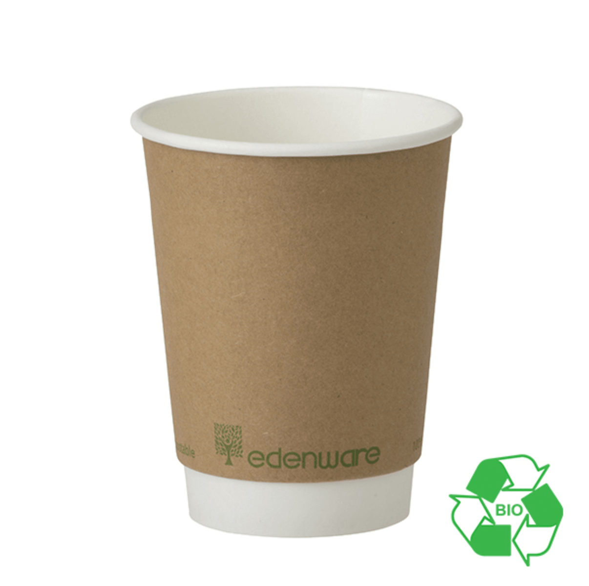 Edenware - 12oz Compostable Biodegradable Takeaway Coffee Cups, Kraft Double Walled (PLA LINED) - Case of 500 - Vending Superstore
