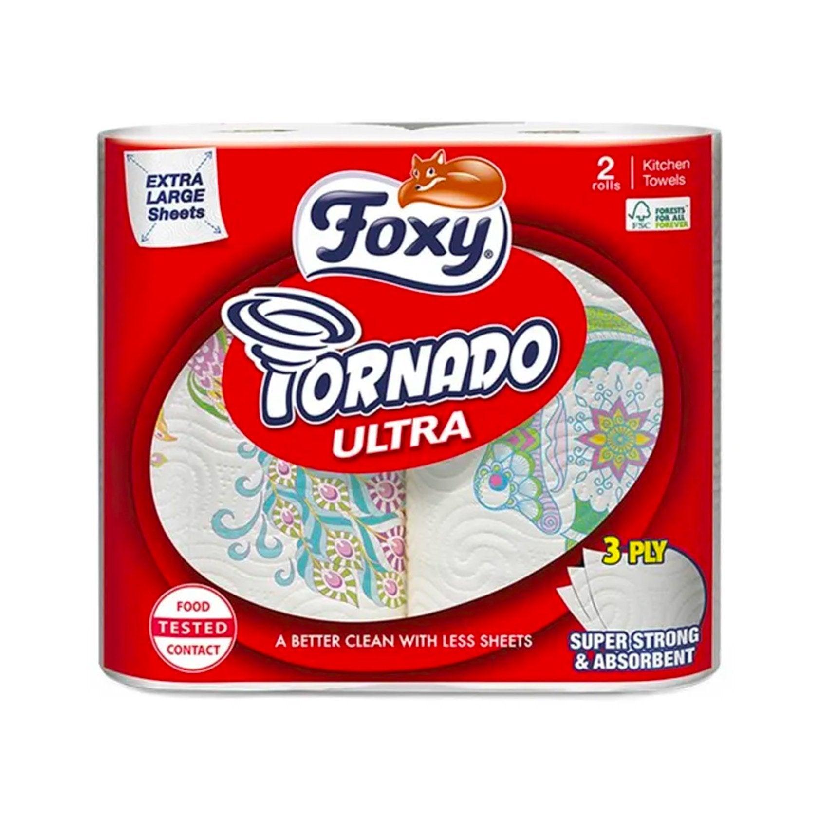 Foxy Tornado Ultra - 3 Ply Kitchen Towel - Pack of 2 - Vending Superstore
