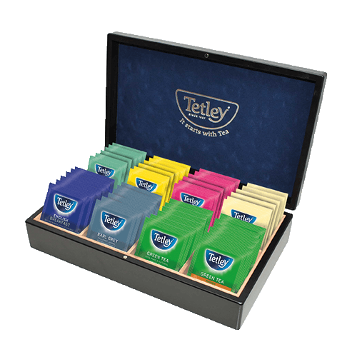 Tetley Tea: Envelope Tea Bags Wooden Display Box - 80 Bags - Vending Superstore