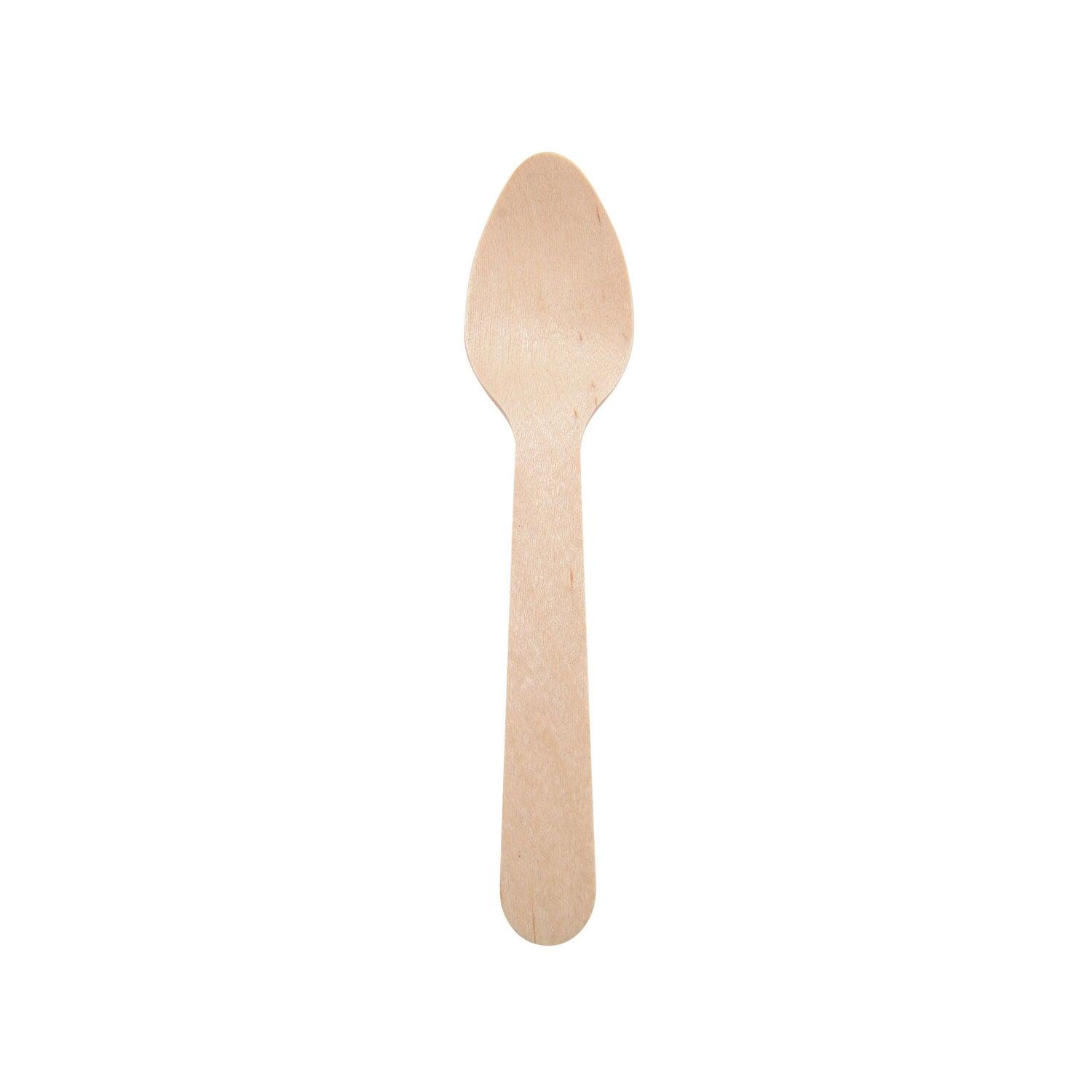 Biodegradable Wooden Spoons - Pack Of 100 / Disposable Eco Friendly Cutlery - Vending Superstore