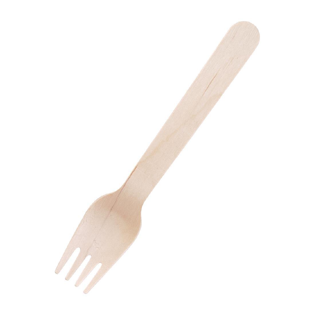 Biodegradable Wooden Forks - Pack Of 100 / Disposable Eco Friendly Cutlery - Vending Superstore