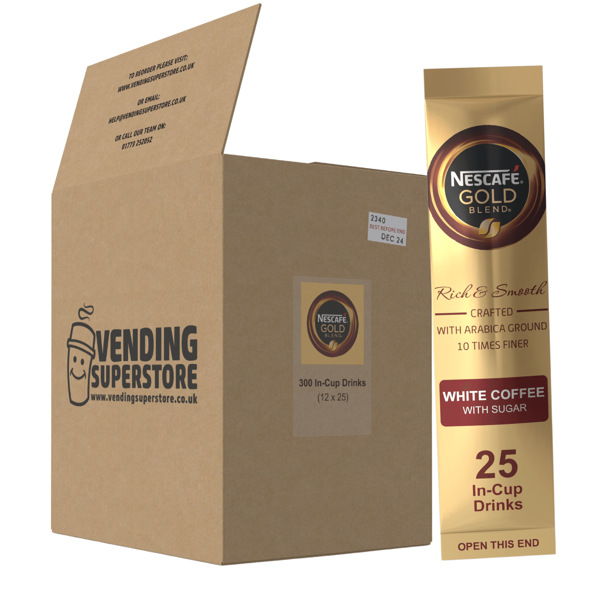 Incup Vending Drinks - Nescafe Gold Blend White Coffee With Sugar - Case Of 300 Cups - Vending Superstore