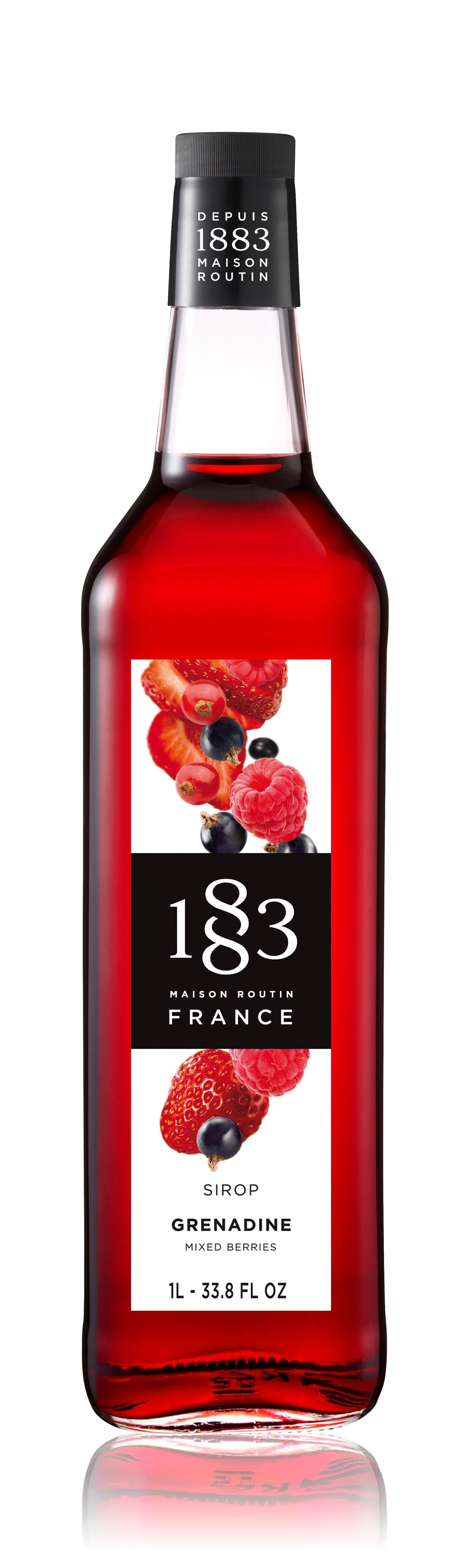 1883 Maison Routin Syrup - 1 Litre Plastic Bottle - Mixed Berries Grenadine Flavour - Vending Superstore