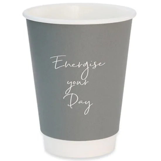 12oz Grey Signature Double Wall Coffee Cup - Takeaway Coffee Cups - CASE of 500 - Vending Superstore