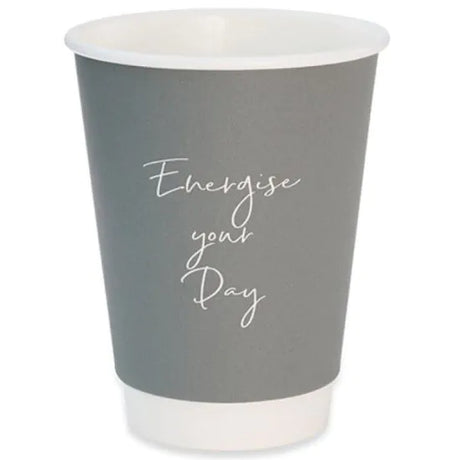 12oz Grey Signature Double Wall Coffee Cup - Takeaway Coffee Cups - CASE of 500 - Vending Superstore