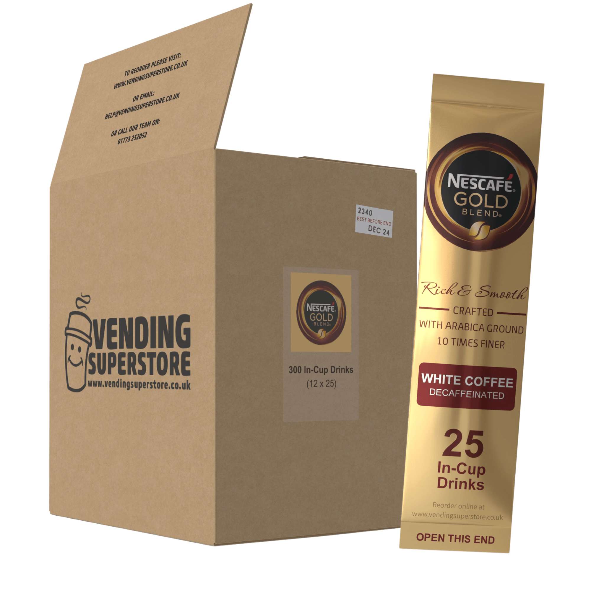 Incup Vending Drinks - Nescafe Gold Blend Decaff White Coffee - Case Of 300 Cups - Vending Superstore