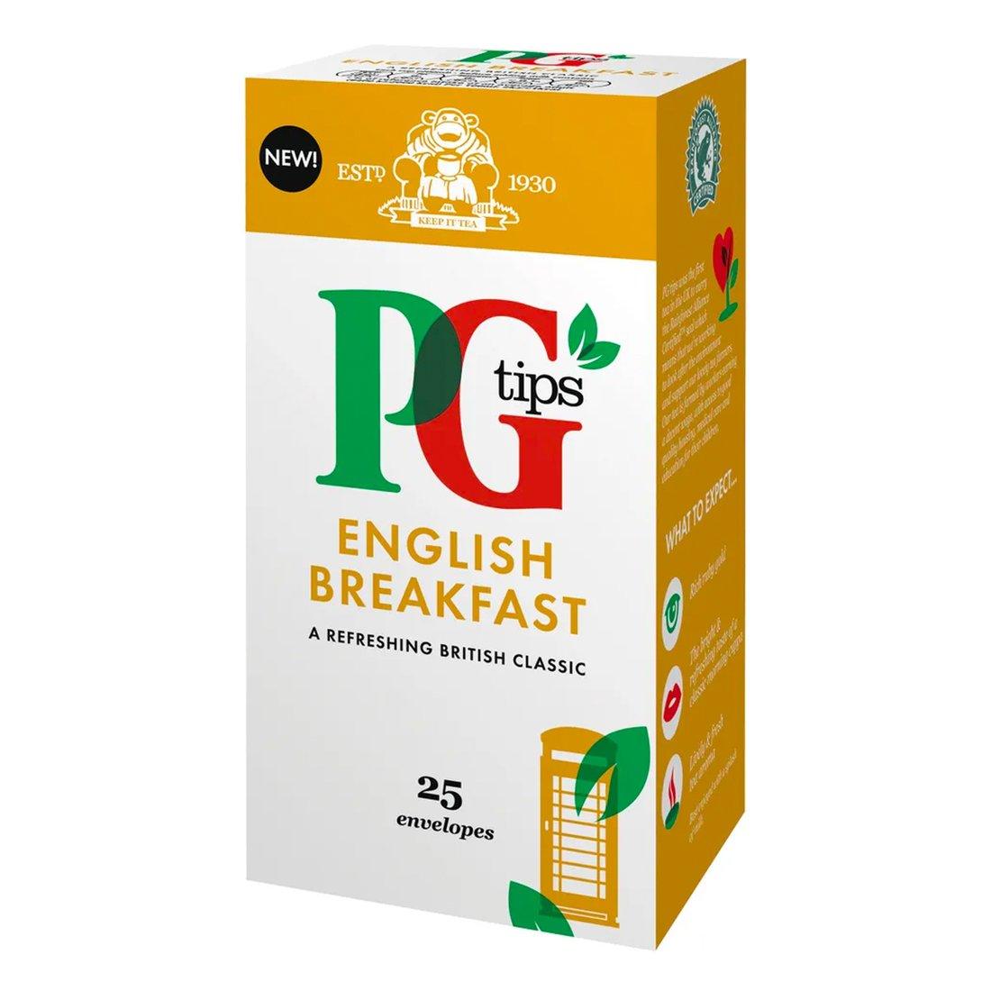 PG Tips: English Breakfast Envelope Tea Bags - 25 Bags - Vending Superstore