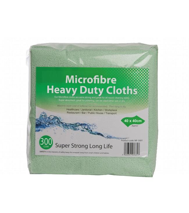 Green Heavy Duty Microfibre Cloths 300gsm 40cmx 40cm - Pack of 10 - Vending Superstore