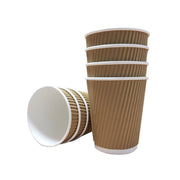 12oz Kraft Ripple Takeaway Coffee Cups - (Box of 500)