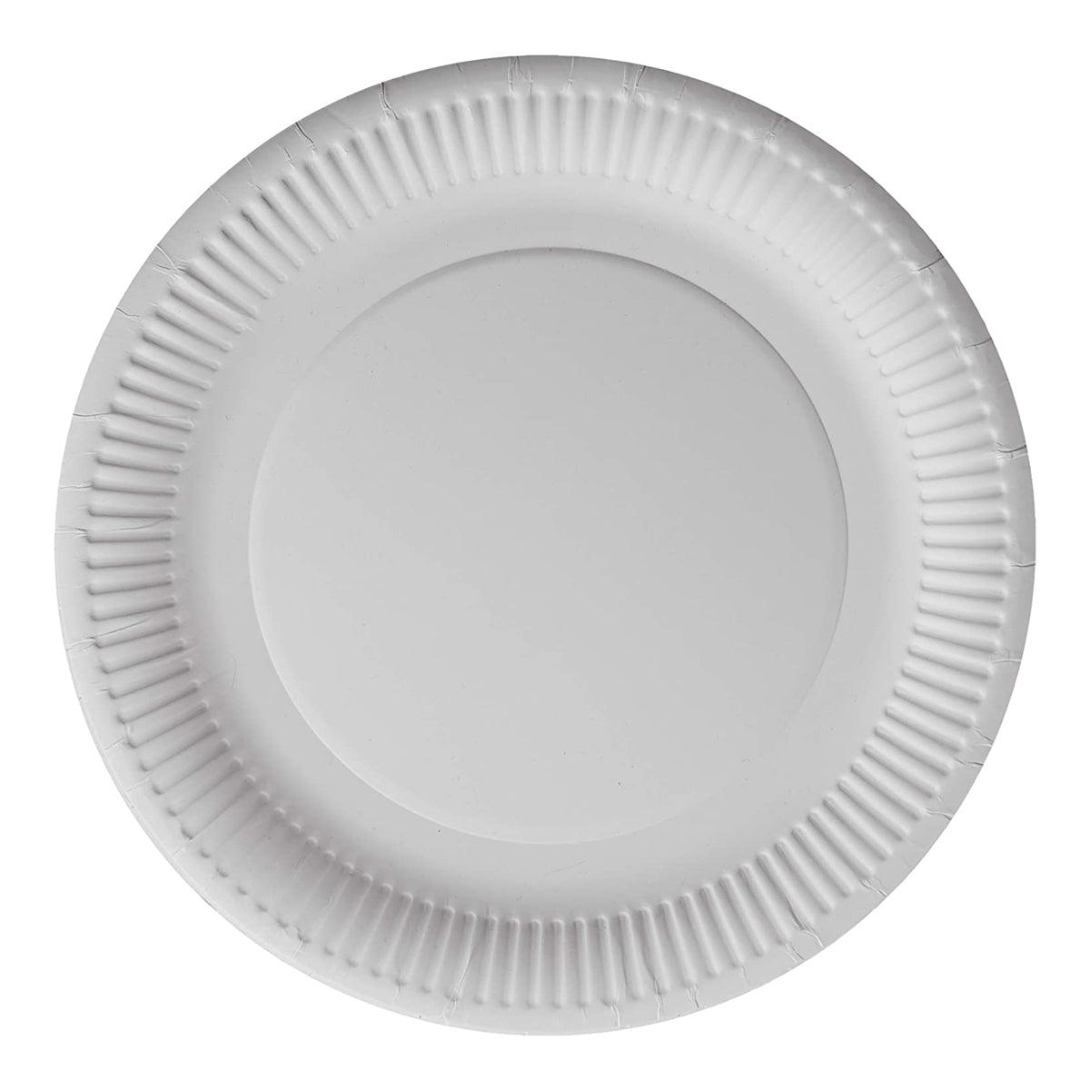 White Paper Disposable Plates 23cm - 100s - Vending Superstore