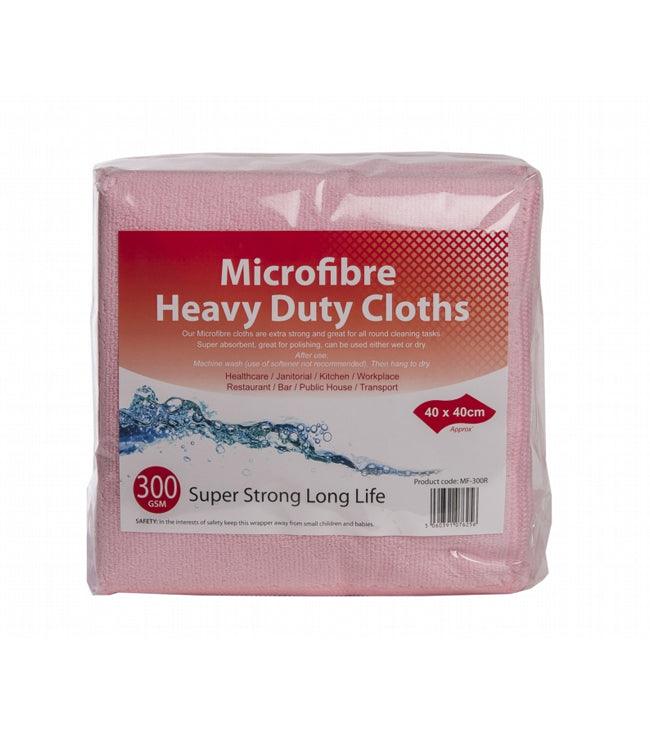 Red Heavy Duty Microfibre Cloths 300gsm 40cmx 40cm - Pack of 10 - Vending Superstore