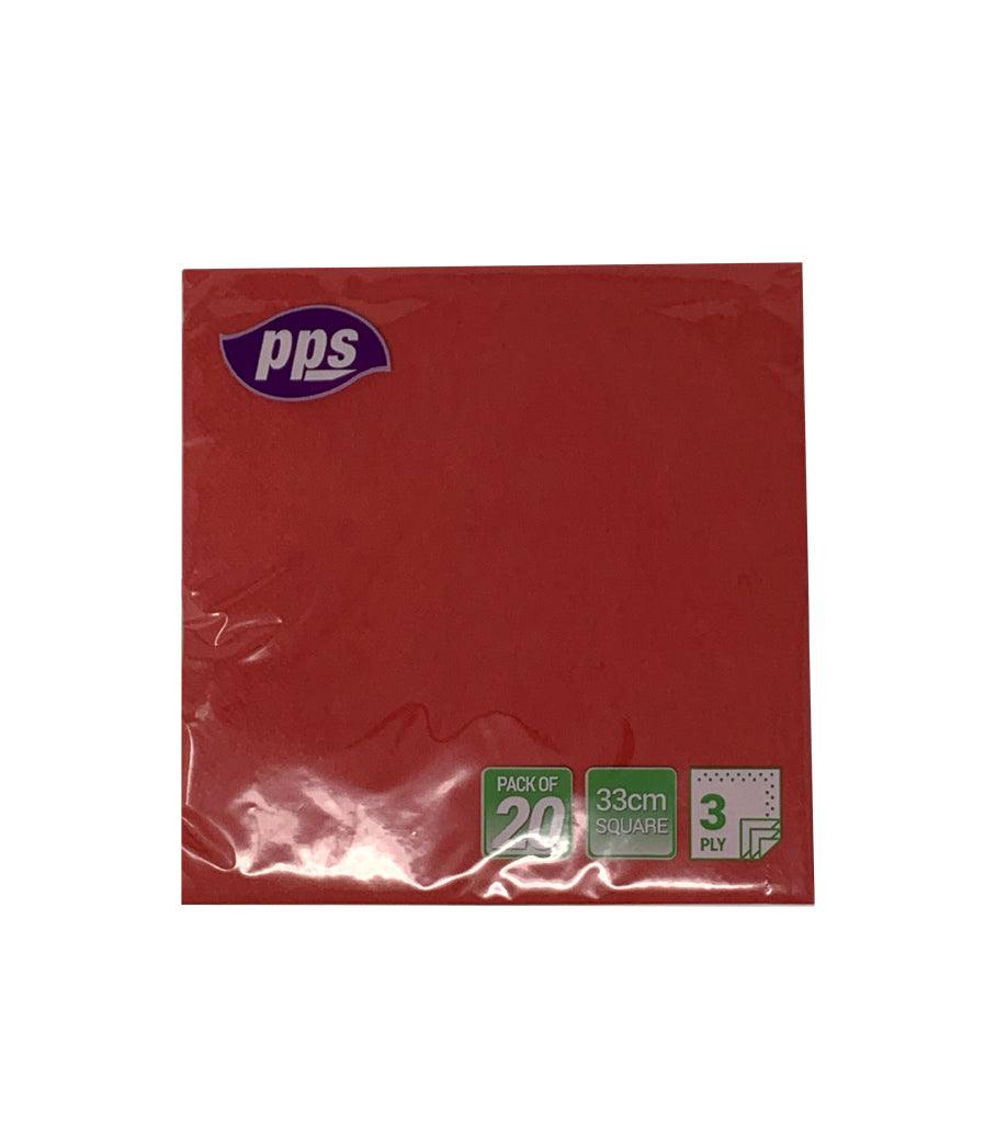 3ply Red Napkins 33cm - Pack of 20 - Vending Superstore