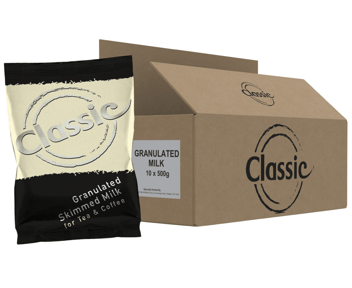 Classic Granulated Skimmed Milk - Gold (Milfresh Gold Alternative, Large Granulated) - 500g Bags or Full 10 x 500g Case - Vending Superstore