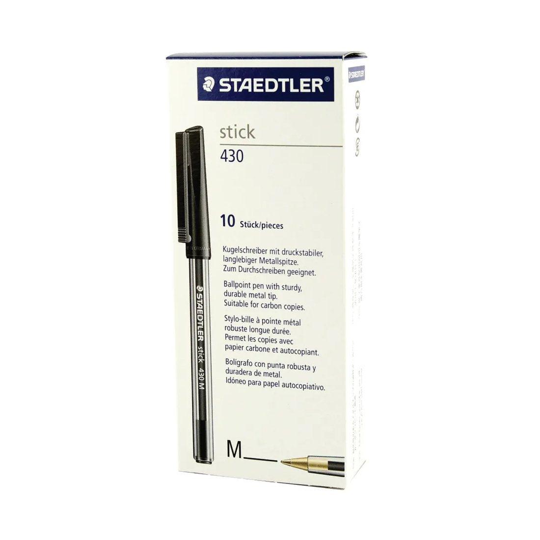 Staedtler: Stick Ballpoint Pens Medium 430 Black Ink - Pack of 10 - Vending Superstore