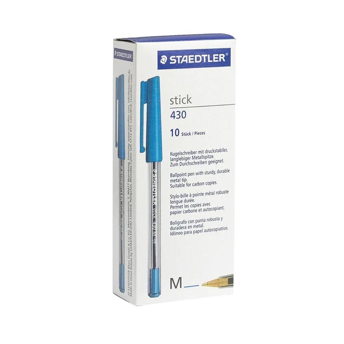 Staedtler: Stick Ballpoint Pens Medium 430 Blue Ink - Pack of 10 - Vending Superstore