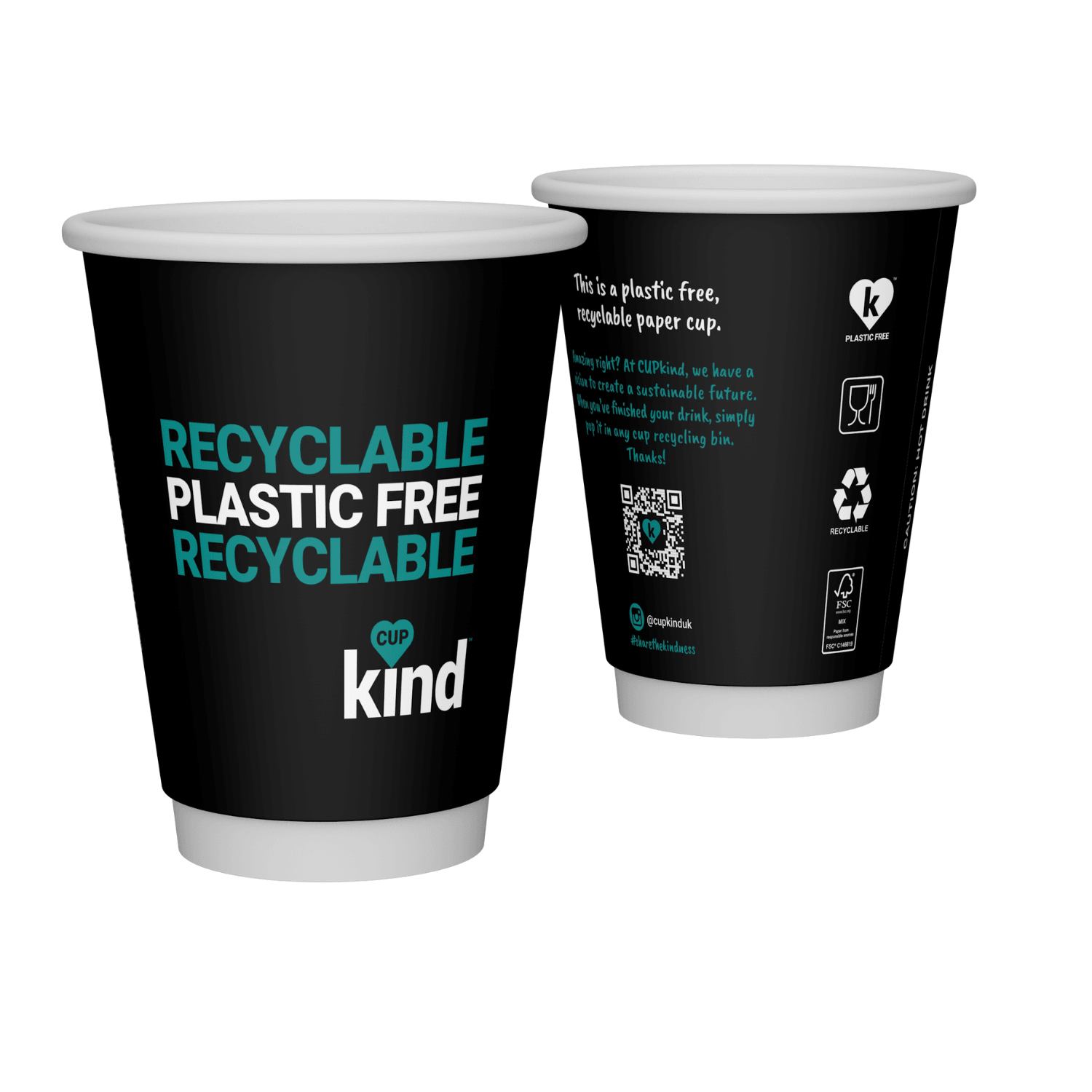 Cup Kind Double Walled Takeaway Coffee Cups - Biodegradable, Compostable, Plastic Free - Choose from 8oz, 12oz, 16oz - Case of 500 or Sleeve of 25 - Vending Superstore