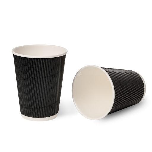 8oz Black Ripple Takeaway Coffee Cups - Sleeve Of 25 - Vending Superstore