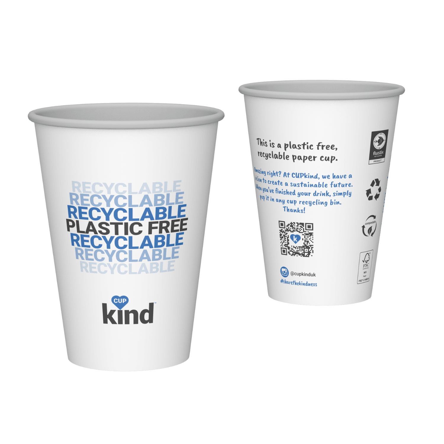 7oz Single Wall Plastic Free 'Cup Kind' Paper Cold Water Cup - Case of 1000 Cups - Vending Superstore