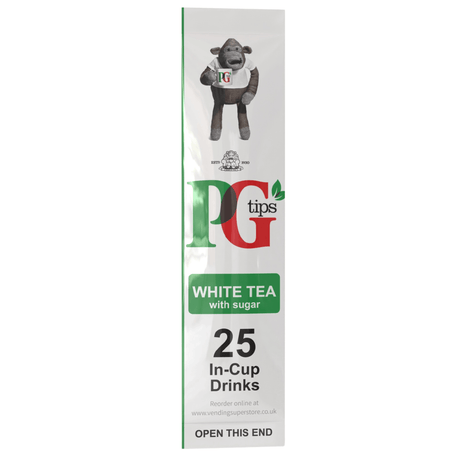 Incup Vending Drinks - PG Tips Tagged Tea White With Sugar - Case Of 300 Cups - Vending Superstore