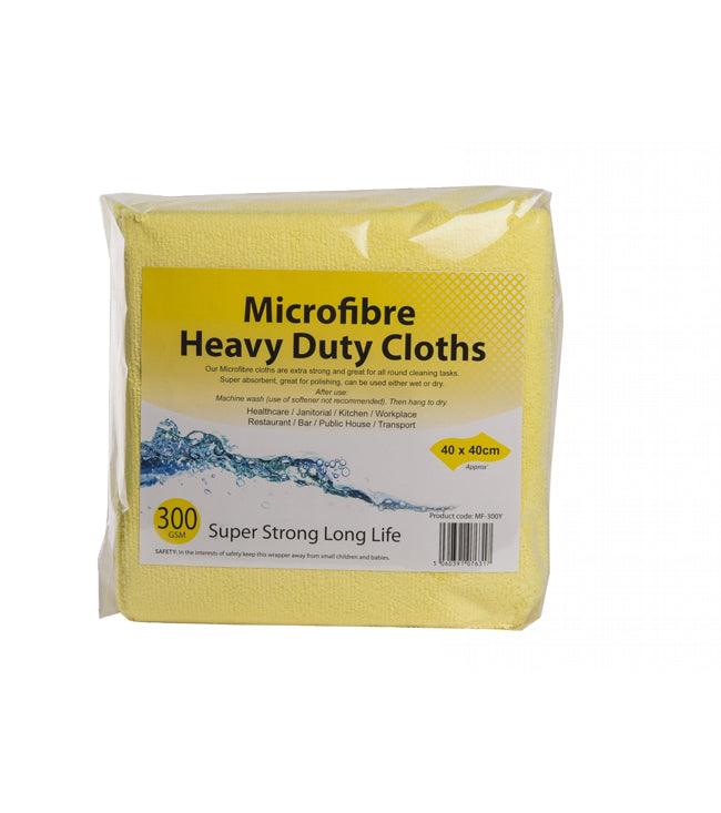 Yellow Heavy Duty Microfibre Cloths 300gsm 40cmx 40cm - Pack of 10 - Vending Superstore