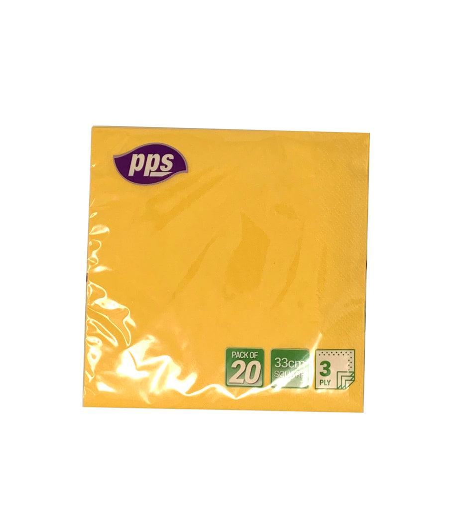 3ply Yellow Napkins 33cm - Pack of 20 - Vending Superstore